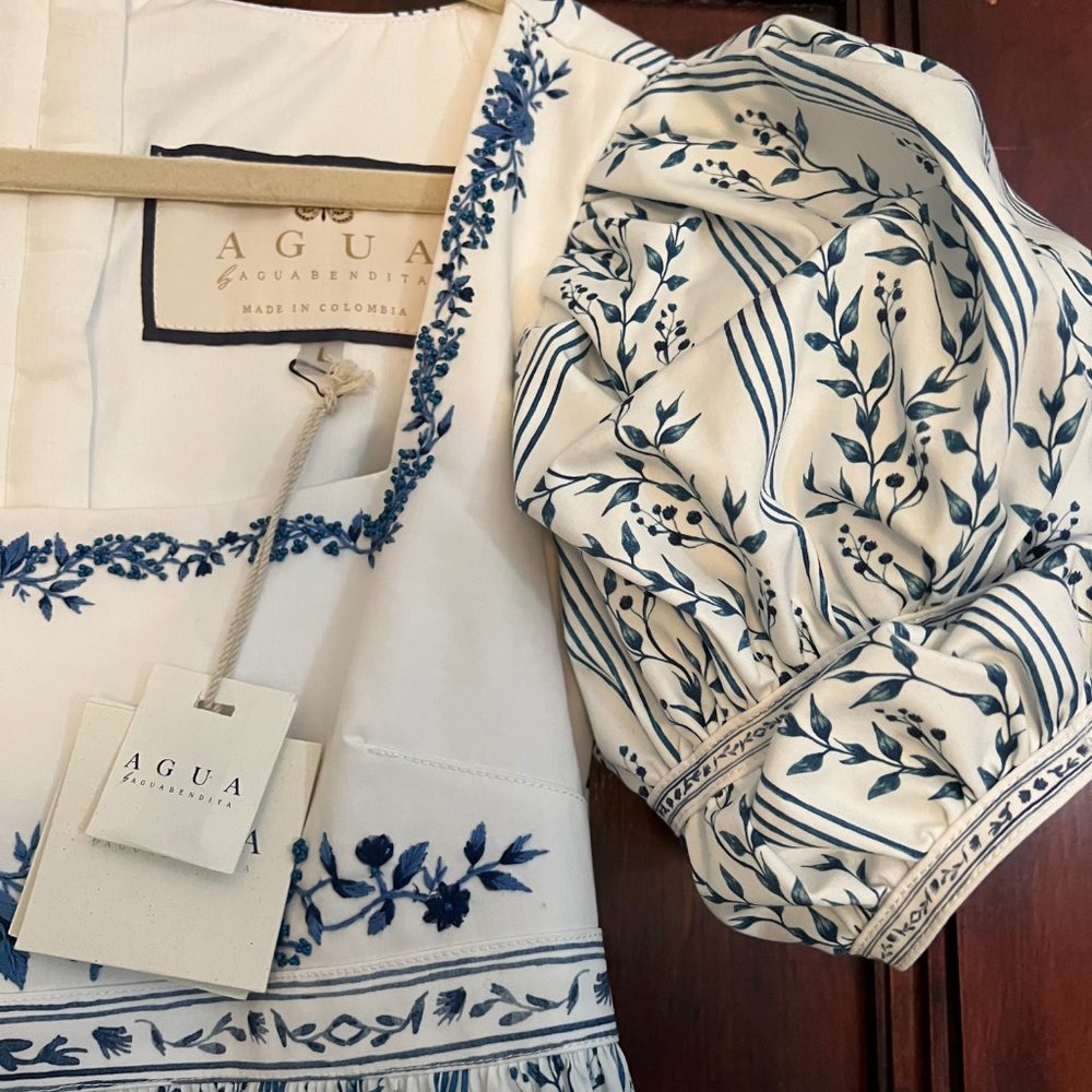 NWT Agua by Agua Bendita Pistachio Embroidered Dress Size L - Picture 7 of 8